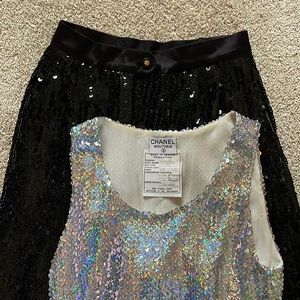 Sequins and Silk Lined Tank Top and Pants Set